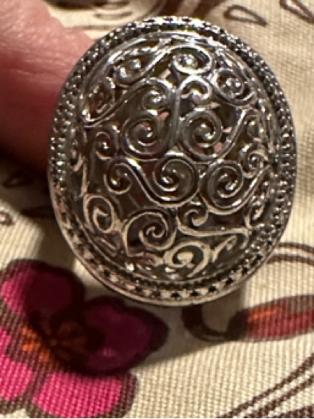 Intricate Filigree Oval Statement Ring - Sterling Silver Size 6 Gorgeous